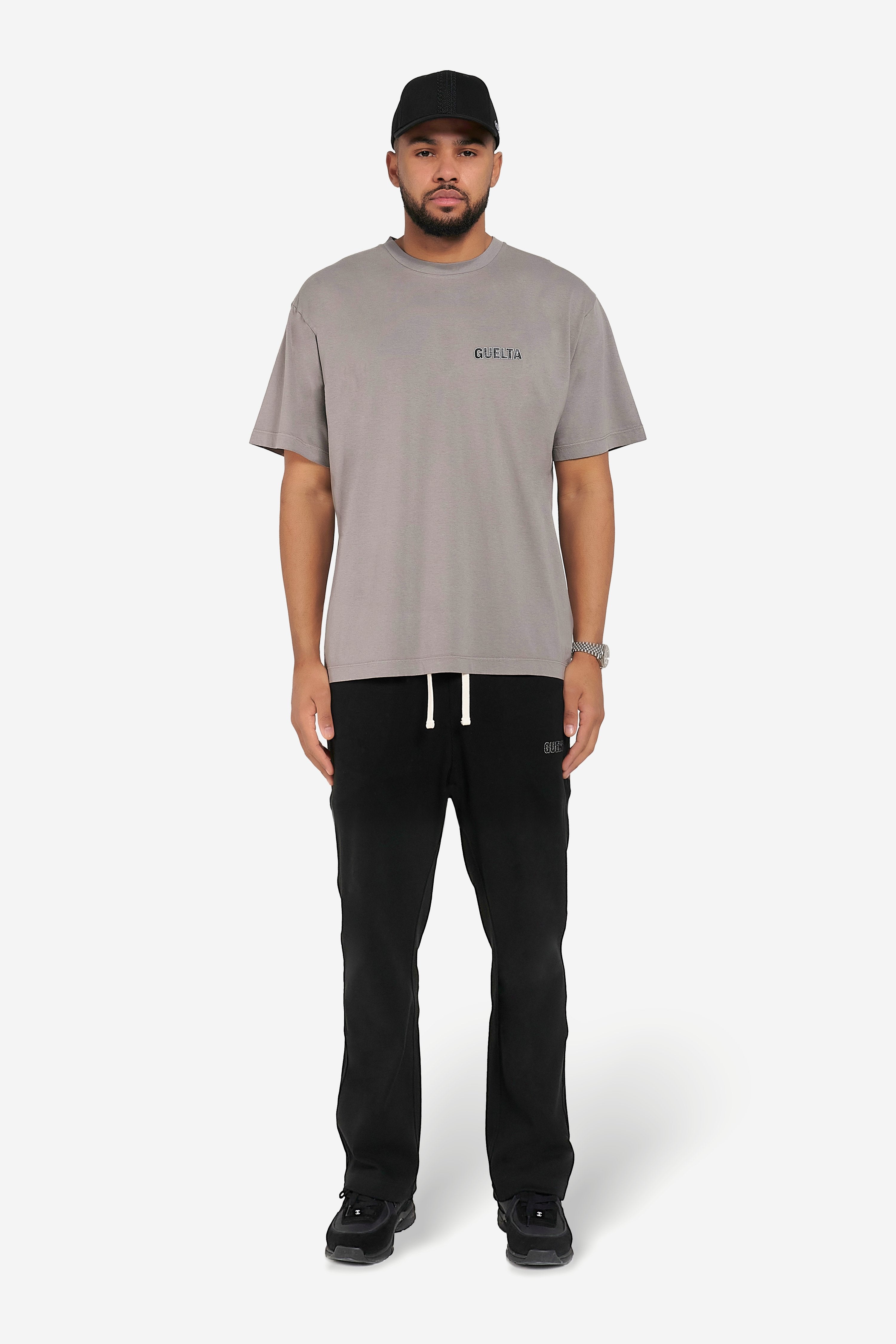 'Calligraphy' Print T-Shirt - Grey