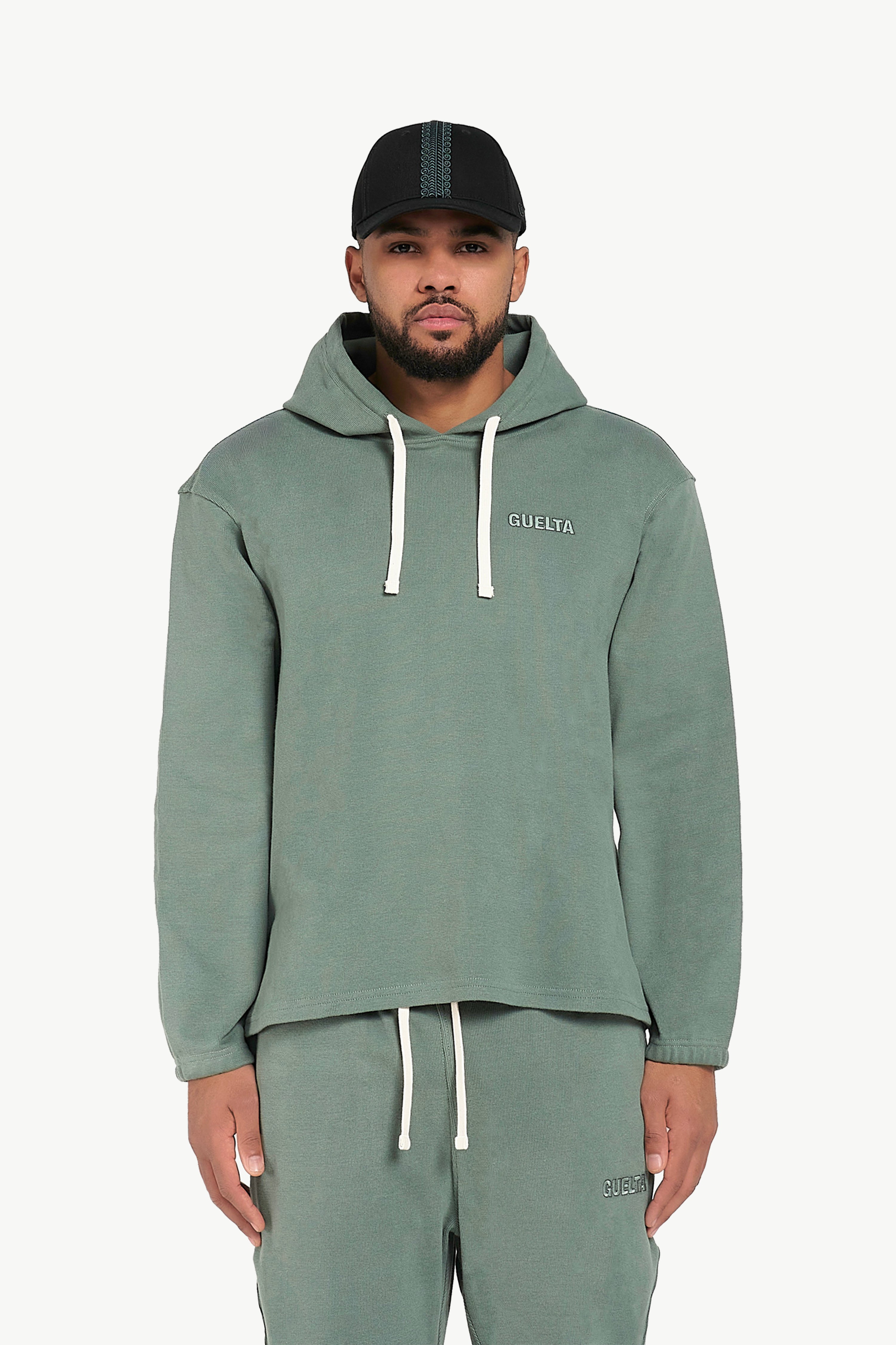 Ribbed Cotton Hoodie - Green