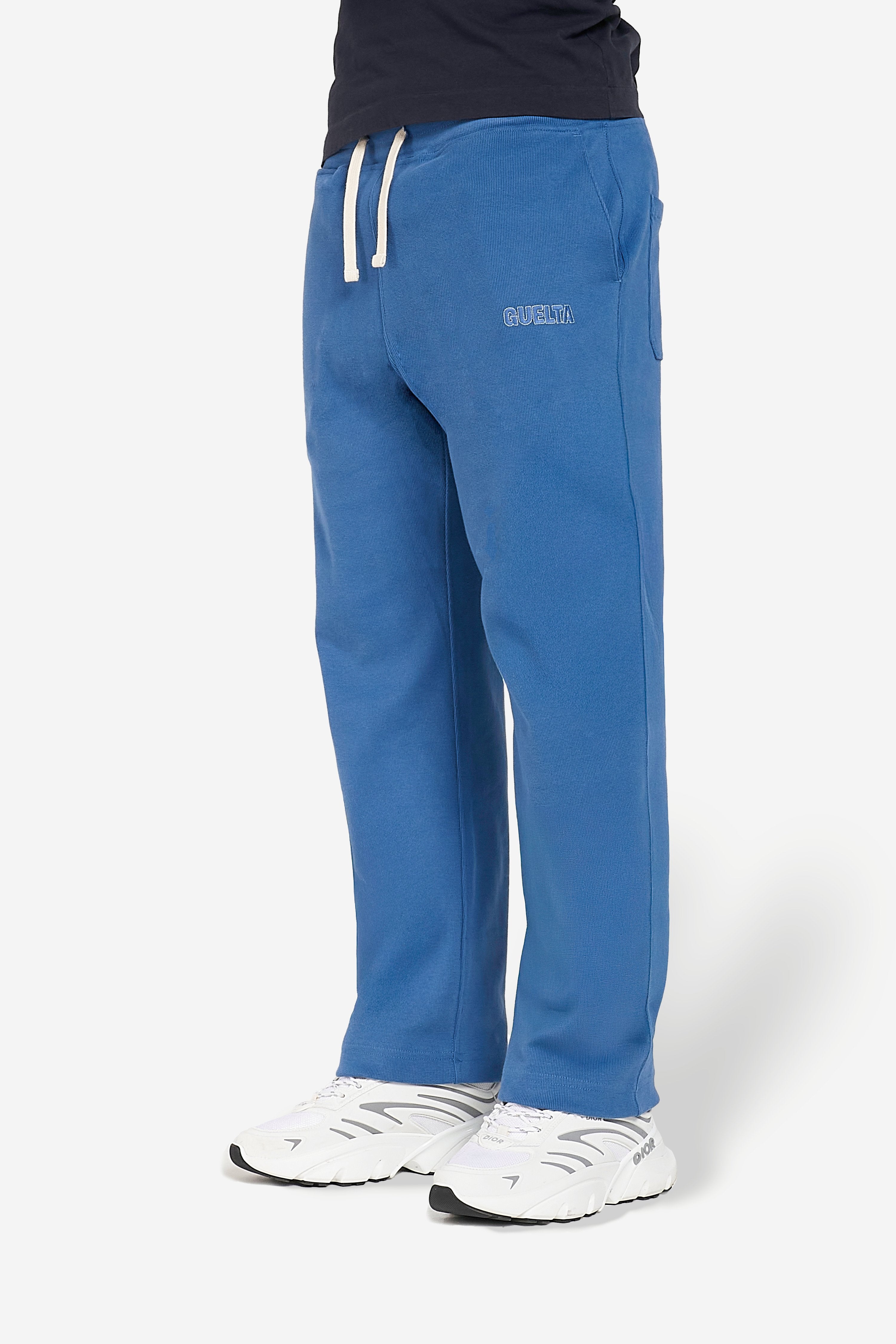 Ribbed Cotton Sweatpants - Blue