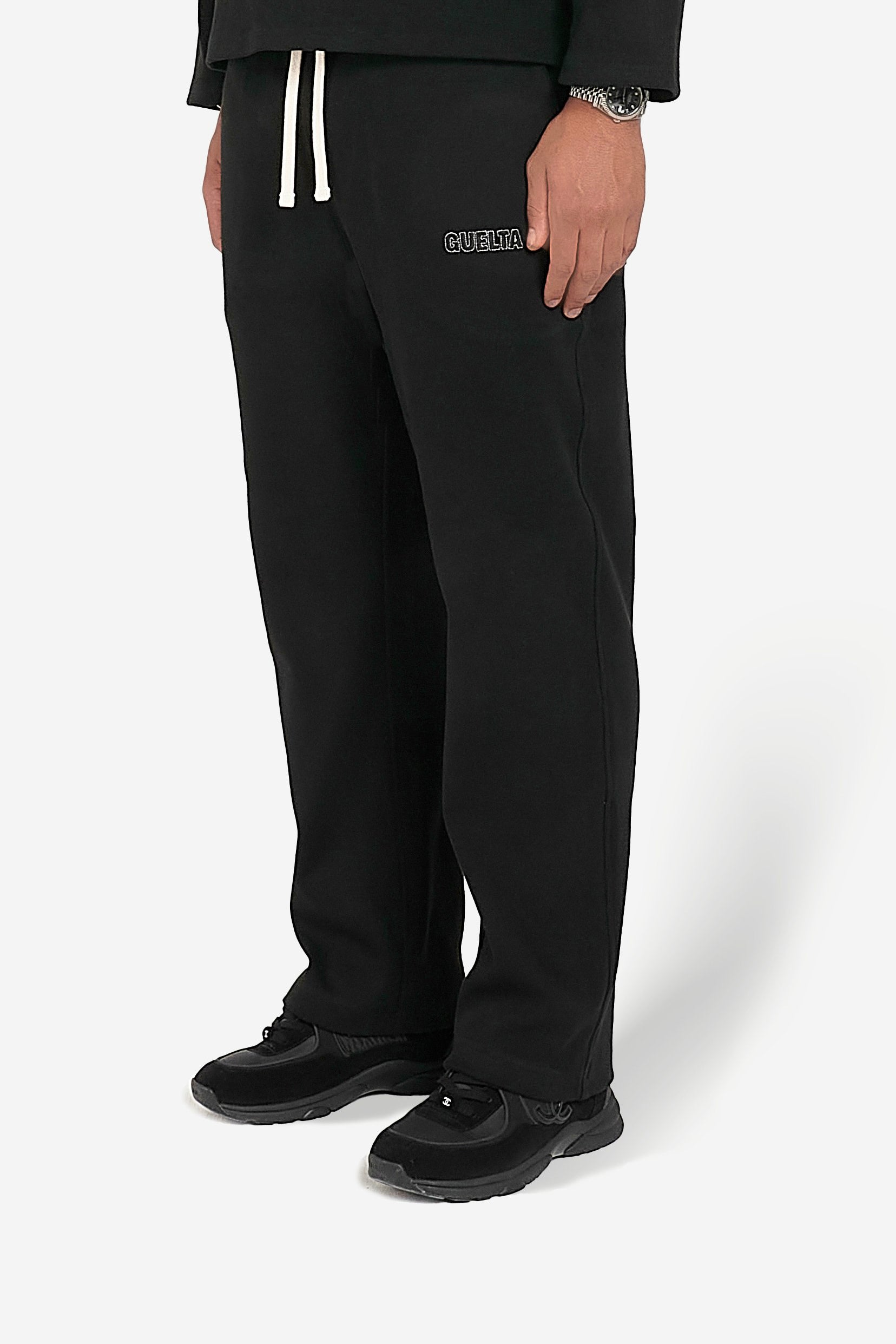 Ribbed Cotton Sweatpants - Black