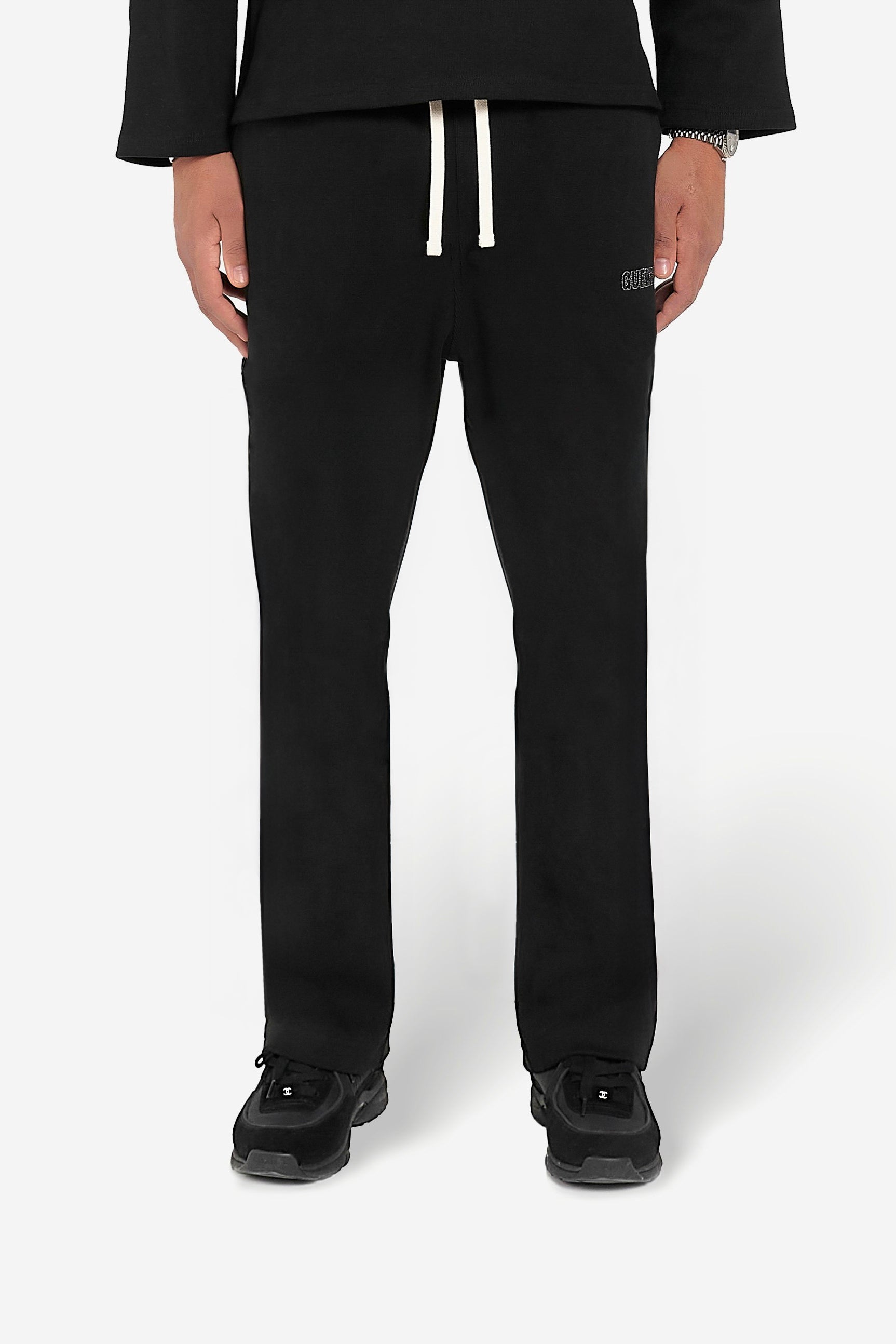 Ribbed Cotton Sweatpants - Black