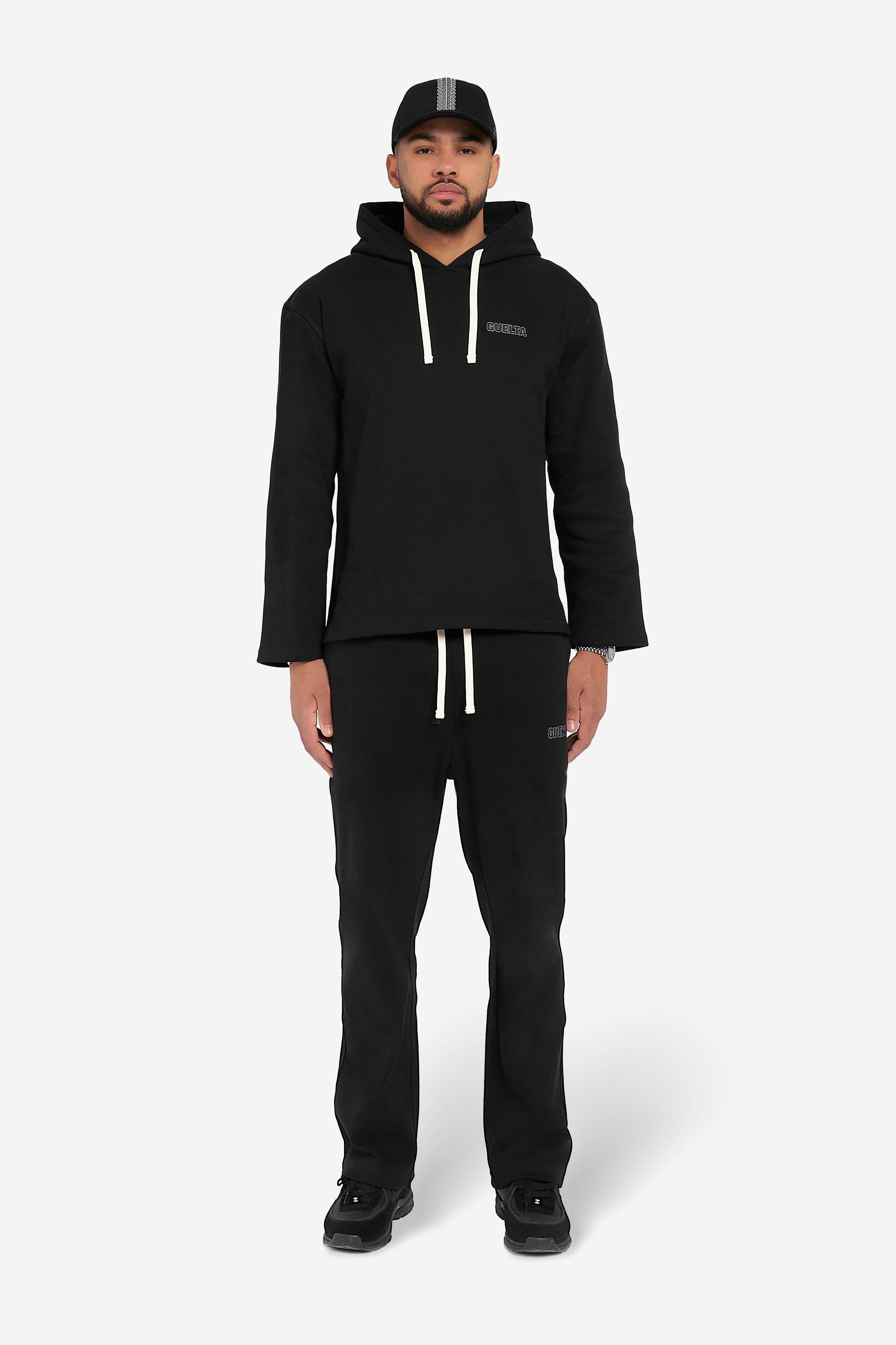 Ribbed Cotton Sweatpants - Black