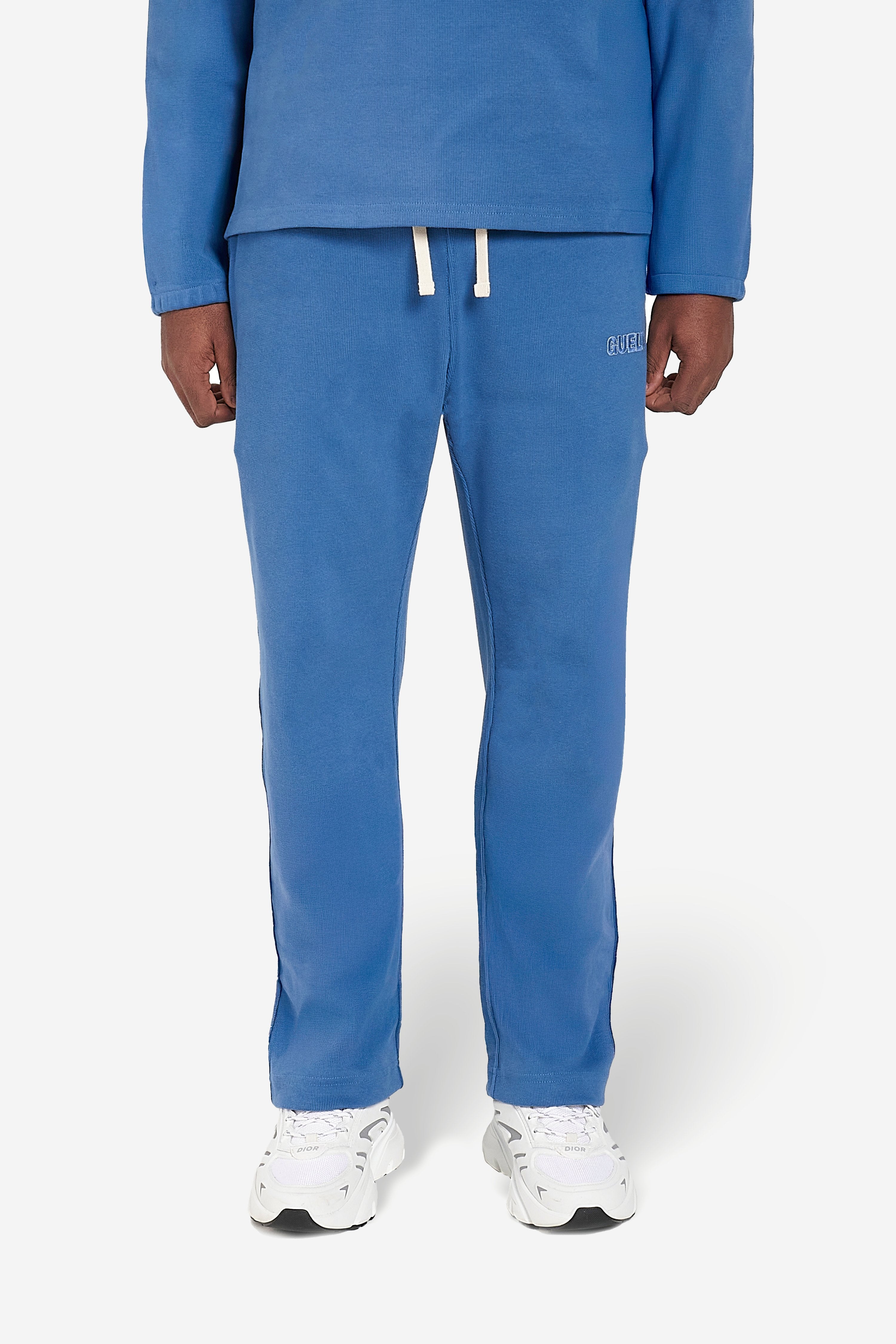 Ribbed Cotton Sweatpants - Blue
