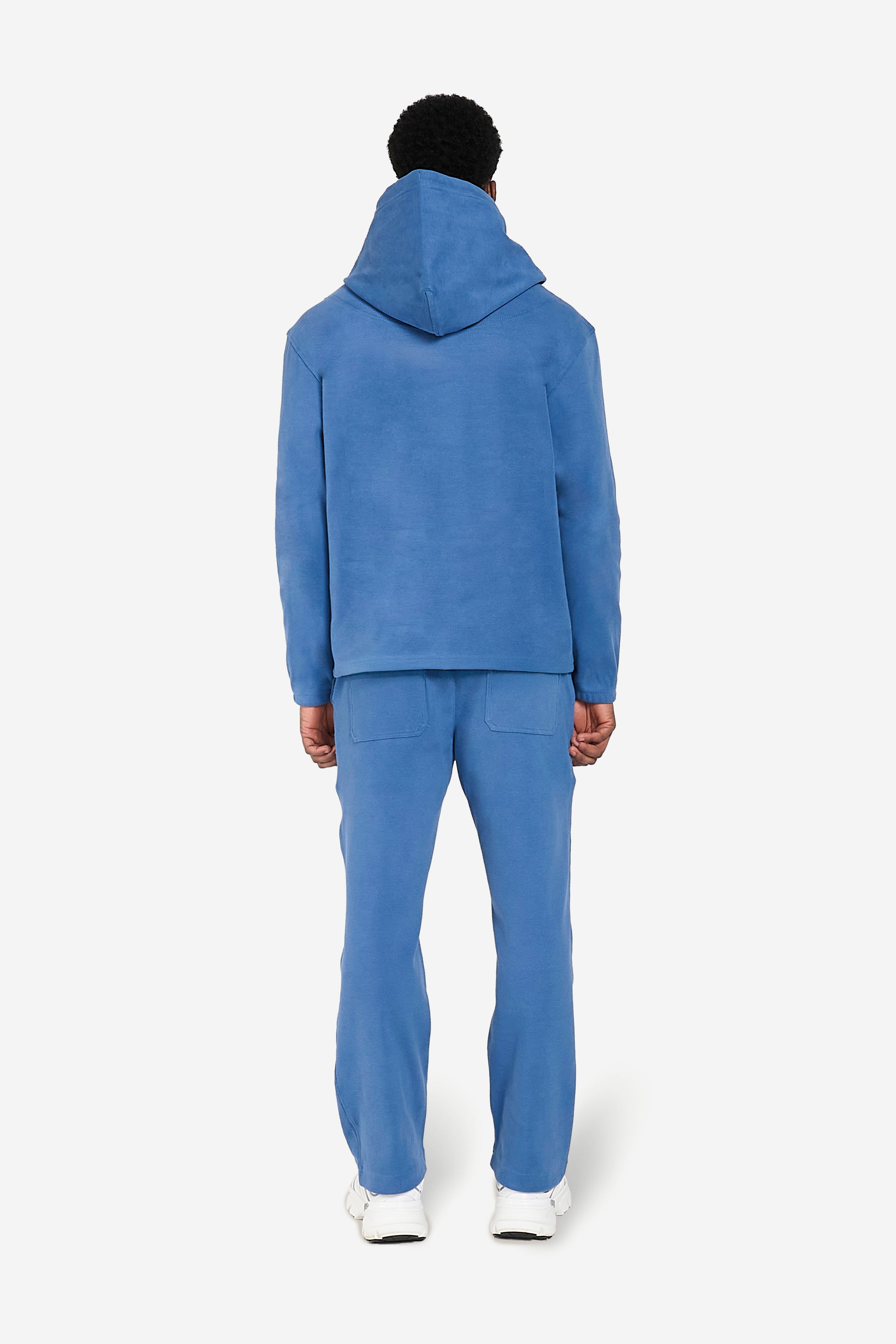 Ribbed Cotton Hoodie - Blue