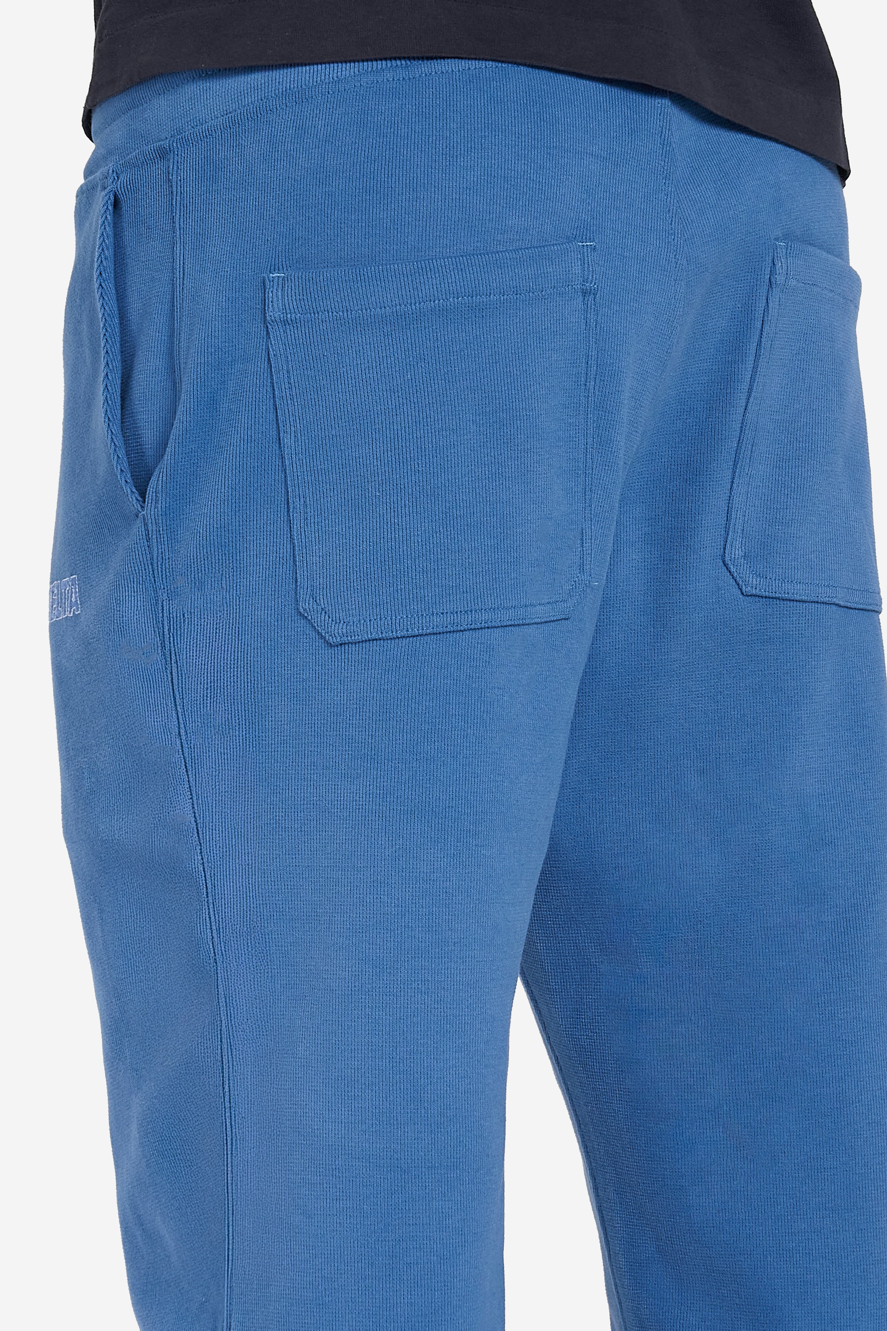 Ribbed Cotton Sweatpants - Blue