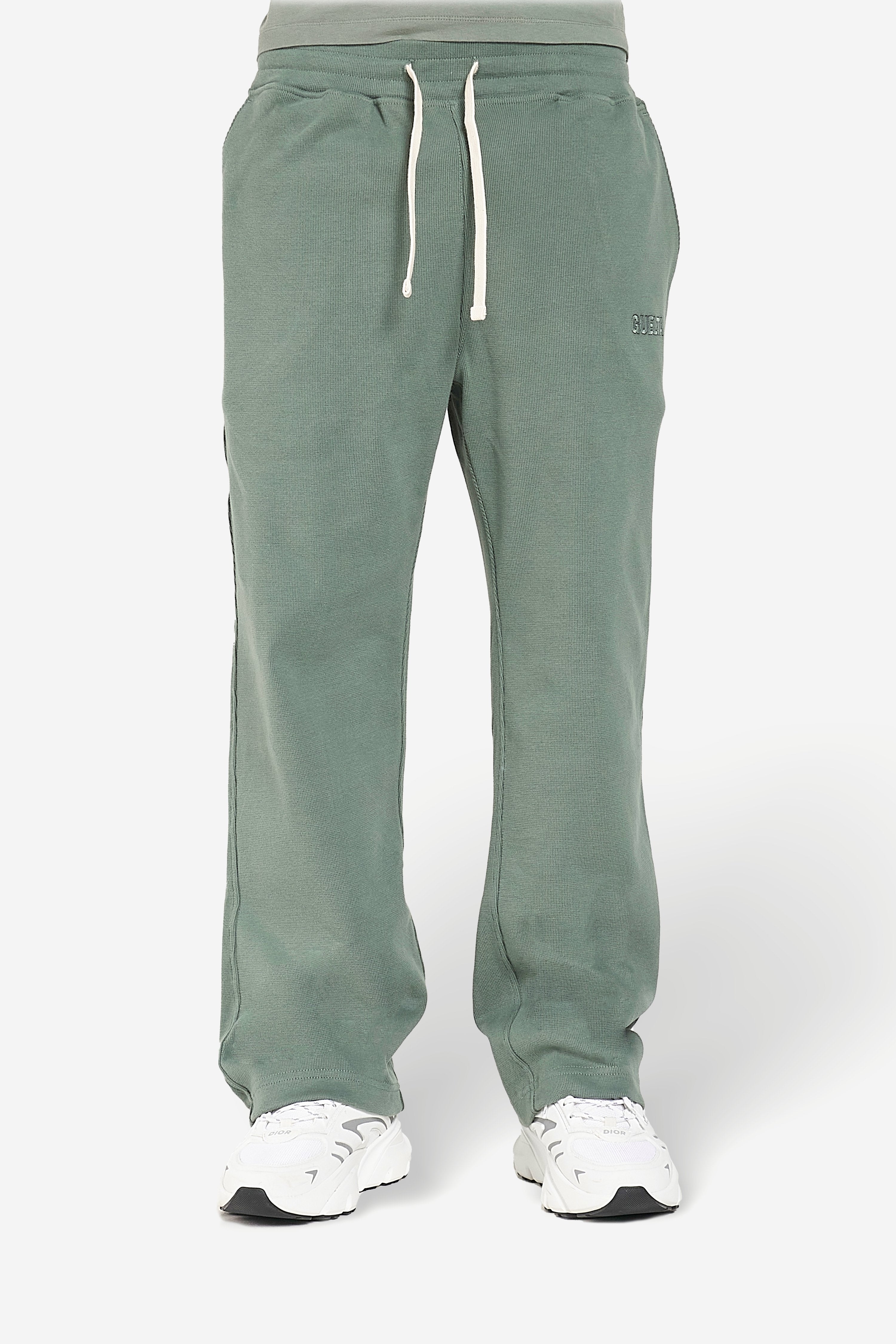 Ribbed Cotton Sweatpants - Green