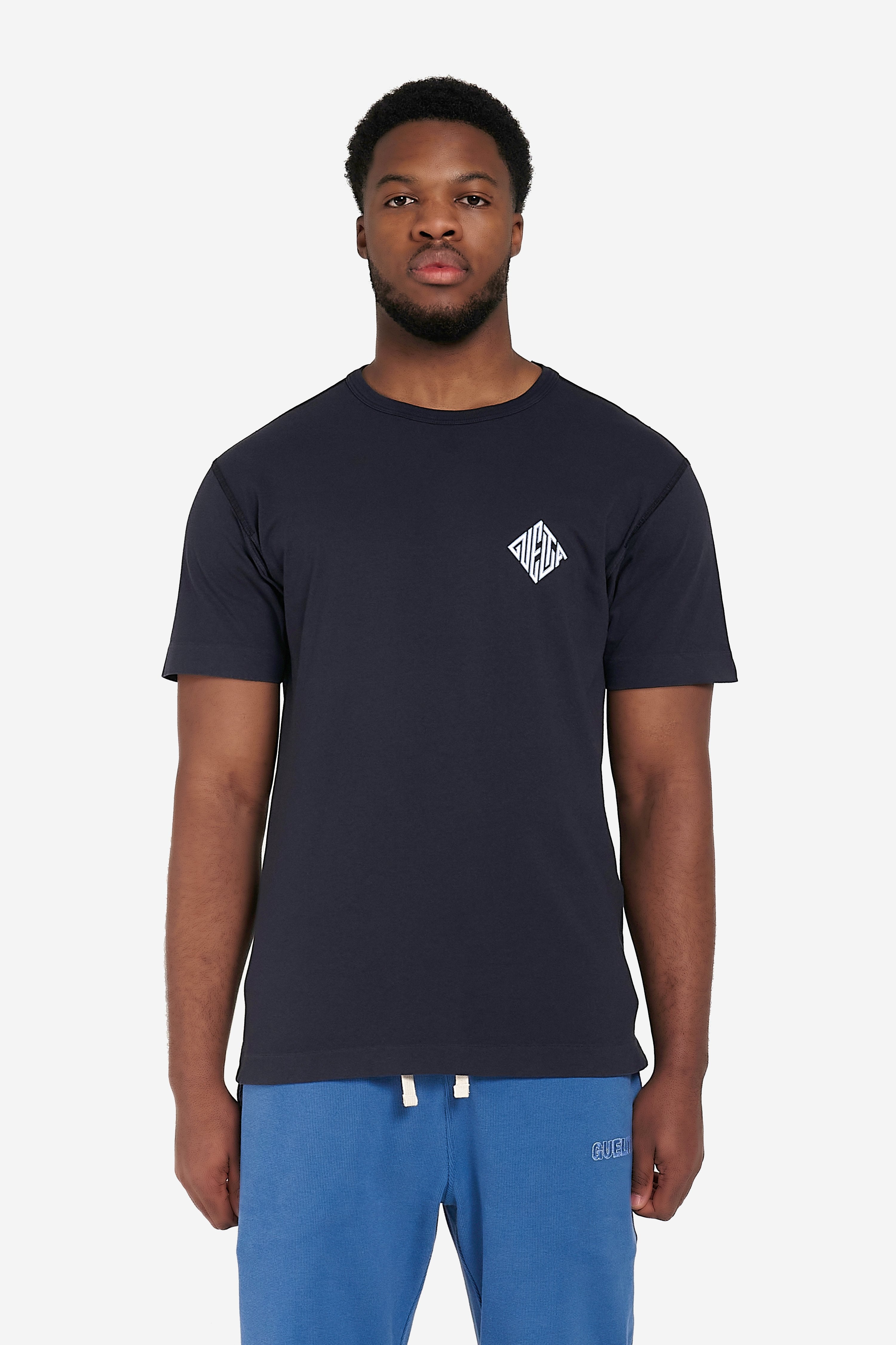'Calligraphy' Print T-Shirt - Navy Blue