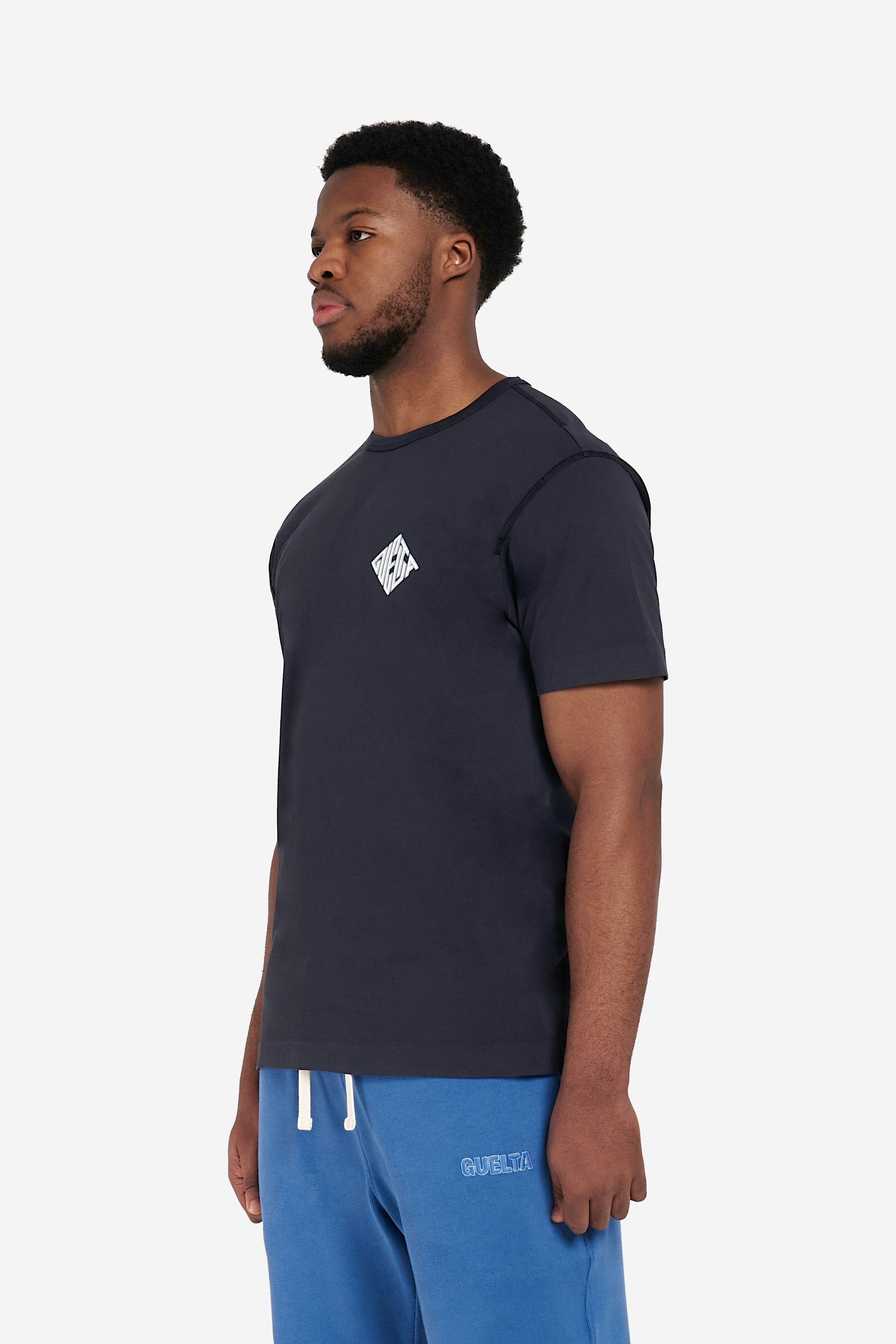 'Calligraphy' Print T-Shirt - Navy Blue